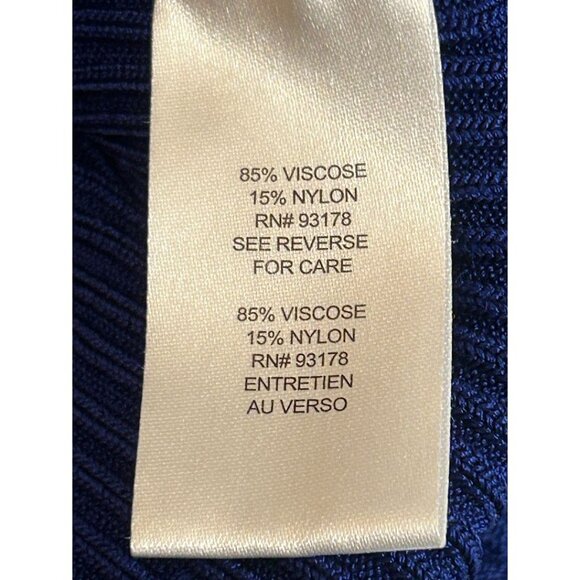 Tahari Ribbed‎ Knit Blue Sweater Top Size L - Picture 3 of 5